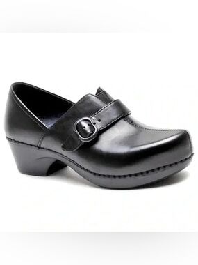 Dansko Tamara Black Leather Professional Nurse Clog Cushion Comfort Shoes 37 / 7